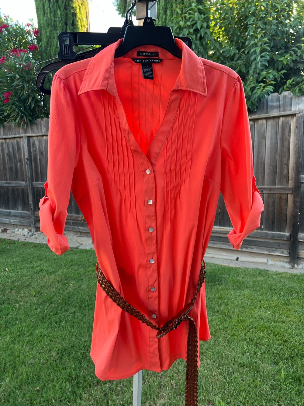 Antilia Femme Coral Pintuck Button-Down Blouse